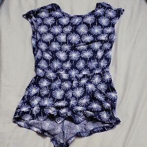 The Children's Place Navy and White Cold Shoulder Floral Romper
